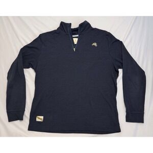 Tracksmith Downeaster 1/4 Zip Top Men's Large Navy Blue Merino Wool Pullover